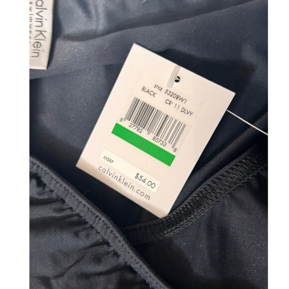 NWT Calvin Klein Swim Skirt Bottom Mid Rise Elastic Waist Black Women's Large - Picture 4 of 5